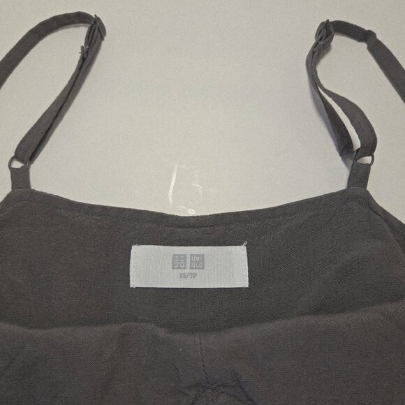 XS wide leg Uniqlo linen blend one piece jumper jumpsuit flowy relaxed casual - Picture 4 of 7